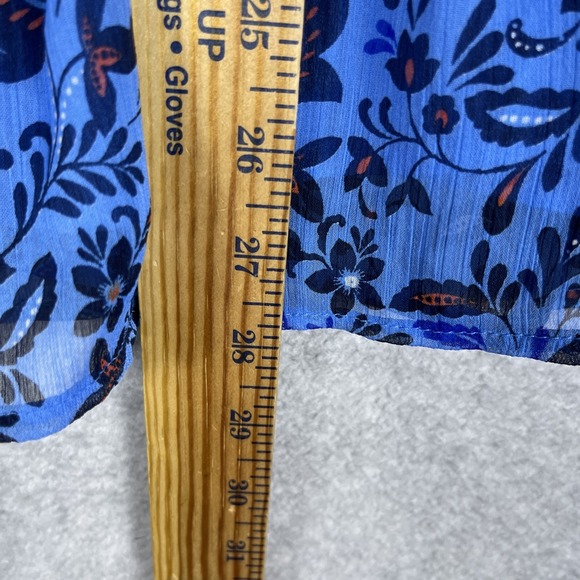 Old Navy Blue Floral Smocked Waist Babydoll Blouse Womens XXL‎ Peasant Top Boho - Picture 6 of 12